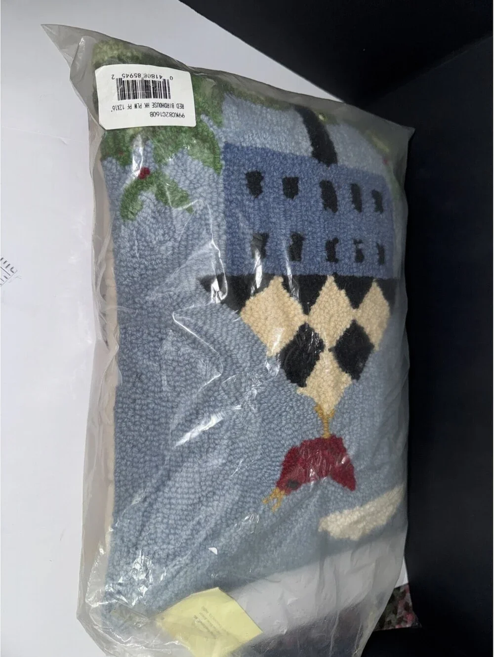 Peking Handicraft Artist Karen Cruden Hook Pillow Insert 15”x11” Red Bird House